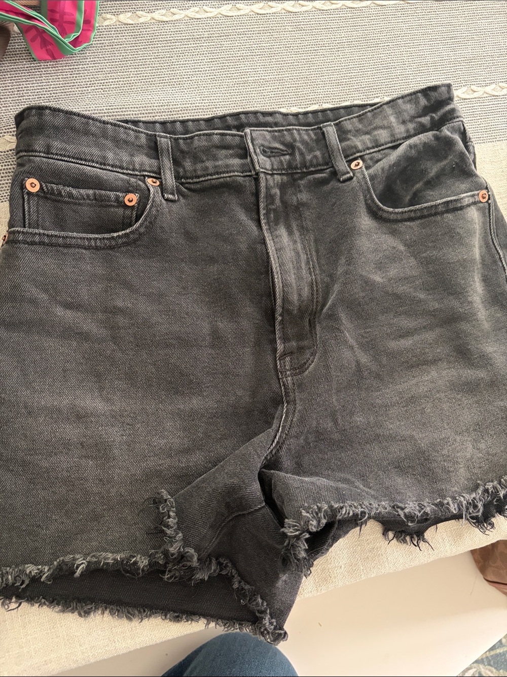 AE Highest Rise BF Black Frayed Denim Shorts